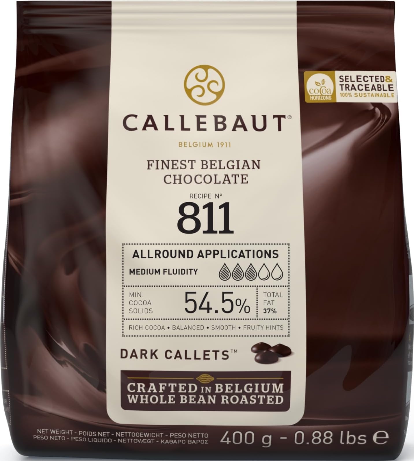 Callebaut Finest Belgian Dark Chocolate, Brown, 400 g