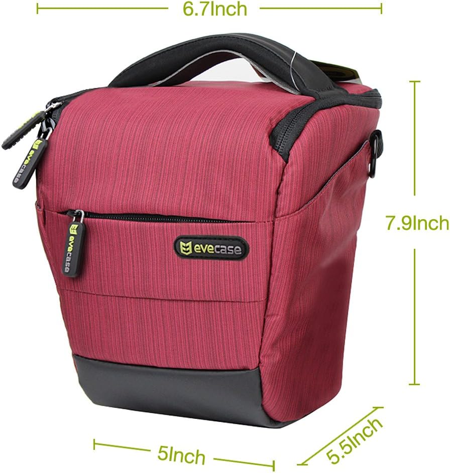Evecase DSLR Camera Nylon Holster - Red for Canon EOS SL1 T7i T6 T6s T6i T5i T5 T4i T3i T3 T2i 77D 80D 70D 60D 7D Mark II 5DS 5DS R Digital Camera and XC10 Camcorder