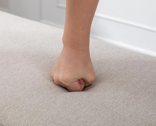 Miniatura 5 de Banco de entrada, moderno banco otomano tapizado con tapa abatible de tela de lino, banco otomano con marco de madera/estante para sala de estar,