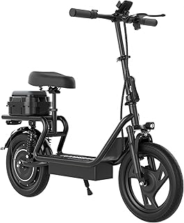 MAXSHOT Electric Scooter for Adults, 350W/500W Motor＆16/19/22 MPH, 16/21/25 Miles Range, 8.5"/14'' Tires, APP Control, Foldable E-Scooter with Dual Suspension, Seat&Bag, Commuting Scooter, APP Control