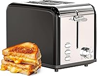Vista 9 de YSSOA Tostadora de 2 rebanadas con ranura extra ancha y bandeja extraíble para migas, 5 ajustes de tostado y 3 funciones
