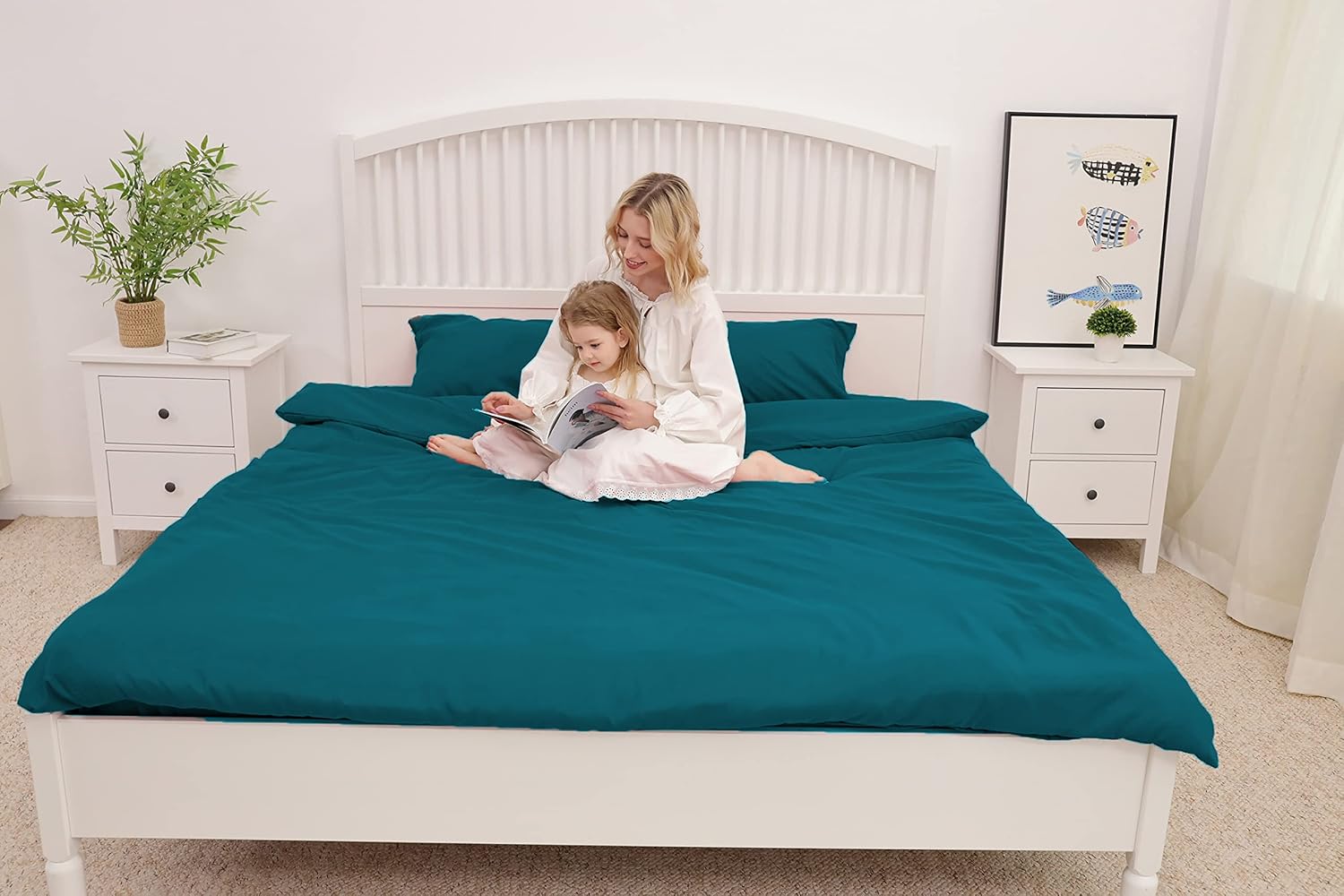 California King Size 6 Piece Bed Sheets - Super Soft Microfiber 2200 Thread Count Sheet Set - Bed sheets - Wrinkle Free Bed sheet - Luxurious Deep Pocket 16 Inches Bed Sheets - Teal Bed sheet