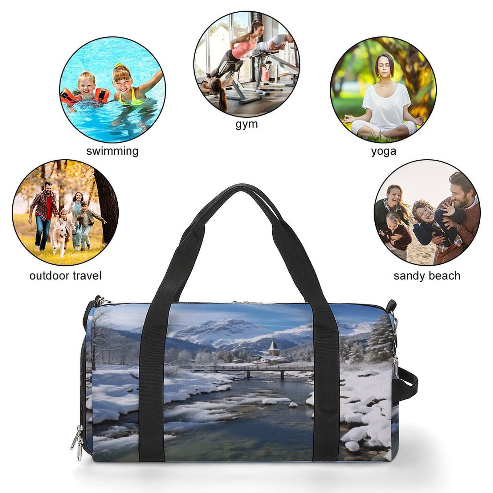 Turnbeutel für Damen Herren Winterlandschaft in den bayerischen Alpen Print Turnbeutel wiederverwendbar Turnbeutel Turnbeutel Turnbeutel mit Schuhfach Style One Size Modern, Stil:, Einheitsgröße,