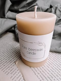 Beeswax pillar candle, Hand Poured in UK, BEE Zero Waste, eco-friendly candle, pure beeswax and organic cotton wick candles, natural air purifier, long burning time (40 hours (100x60))