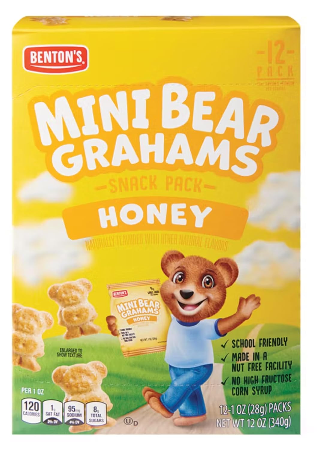 Benton's Mini Bear Honey Grahams Snack Packs Mini Animal Cracker Cookies, On the Go