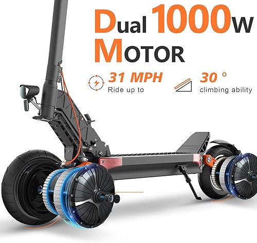 Miniatura 3 de JOYOR Patinete eléctrico, 2000 W800 W para adultos de hasta 3731 MPH y rangos de 5434 millas, neumáticos de absorción de impactos de 10 pulgadas,