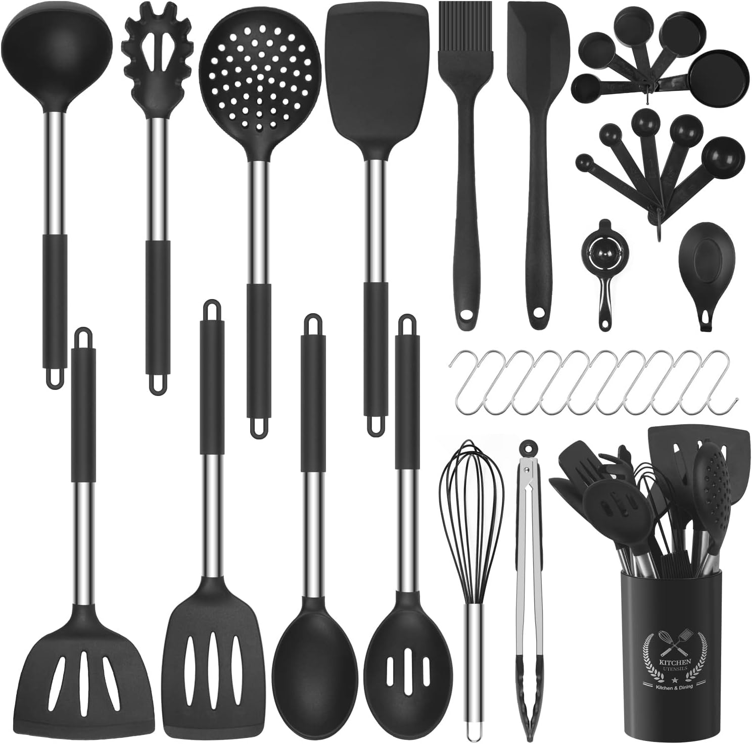 Silicone Cooking Kitchen Utensils Set, SYCYKA 35pcs Kitchen Utensils Set, Heat