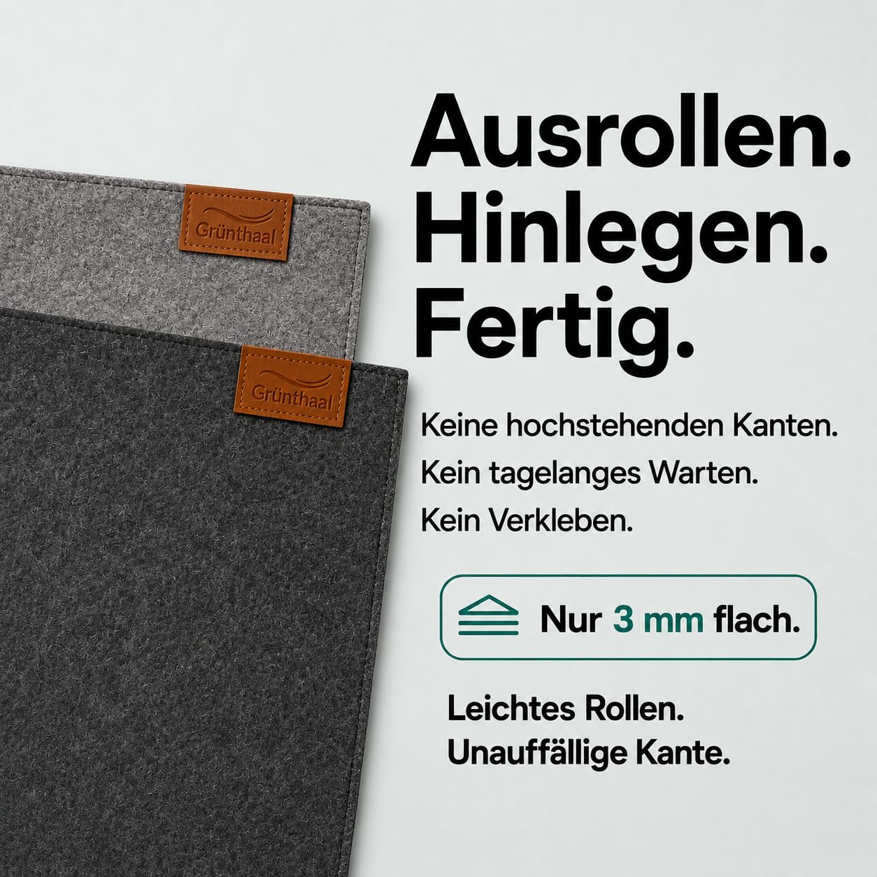 Bodenschutzmatte für Bürostuhl aus Vlies, 90x140, schützt Böden, rutschfest | Bürostuhl Unterlage aus Vlies · Anthrazit · wasserdichte Unterseite · für Parkett, Laminat und Vinyl · Bodenschoner Bürostuhl