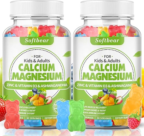 Miniatura 8 de softbear Gomitas de calcio y magnesio y zinc para mujeres, suplemento de calcio y magnesio de alta absorción Calcio 600 mg con vitamina D3 para