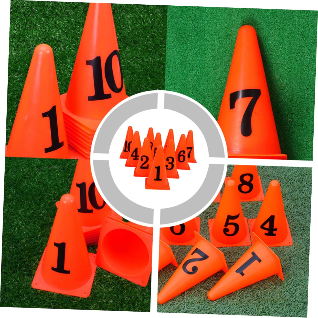 Anneome 10 Pezzi Conetti Segna Campo Calcio in PE Arancione Numeri per Allenamento Indoor e Outdoor Design Luminoso per Maggiore visibilità e Sostenibilità Ambientale