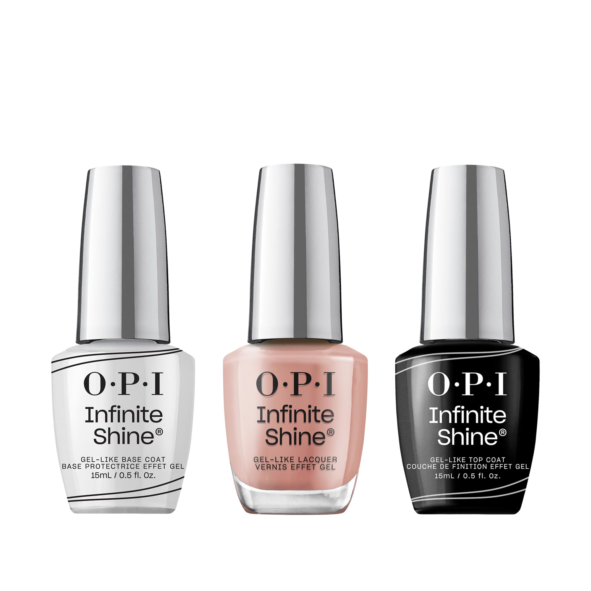 OPI Infinite Shine Set (3 x 15 ml): Base Coat + Barefoot in Barcelona + Gel-ähnlicher Top Coat – mit vorgehärteter Gel-Technologie & OPI extra breitem Pro-Wide Pinsel
