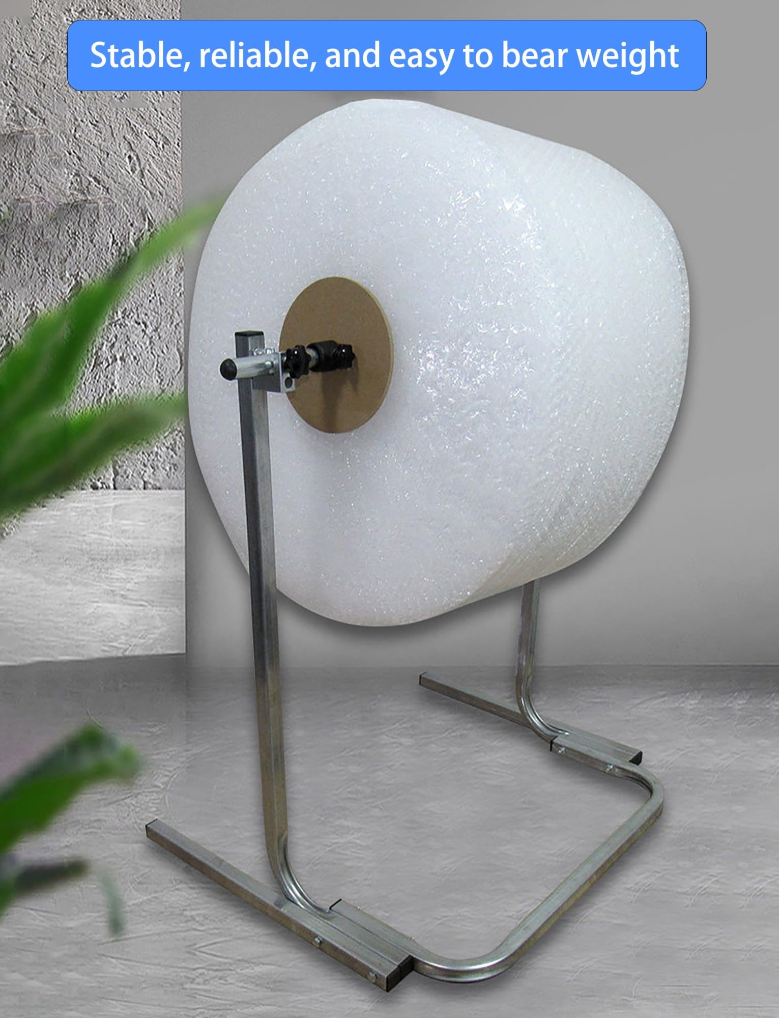 Support distributeur de film à bulles robuste, support de rouleau sur pied en acier galvanisé pour entrepôt commercial et station d'emballage d'expédition (Largeur jusqu'à 100 cm)