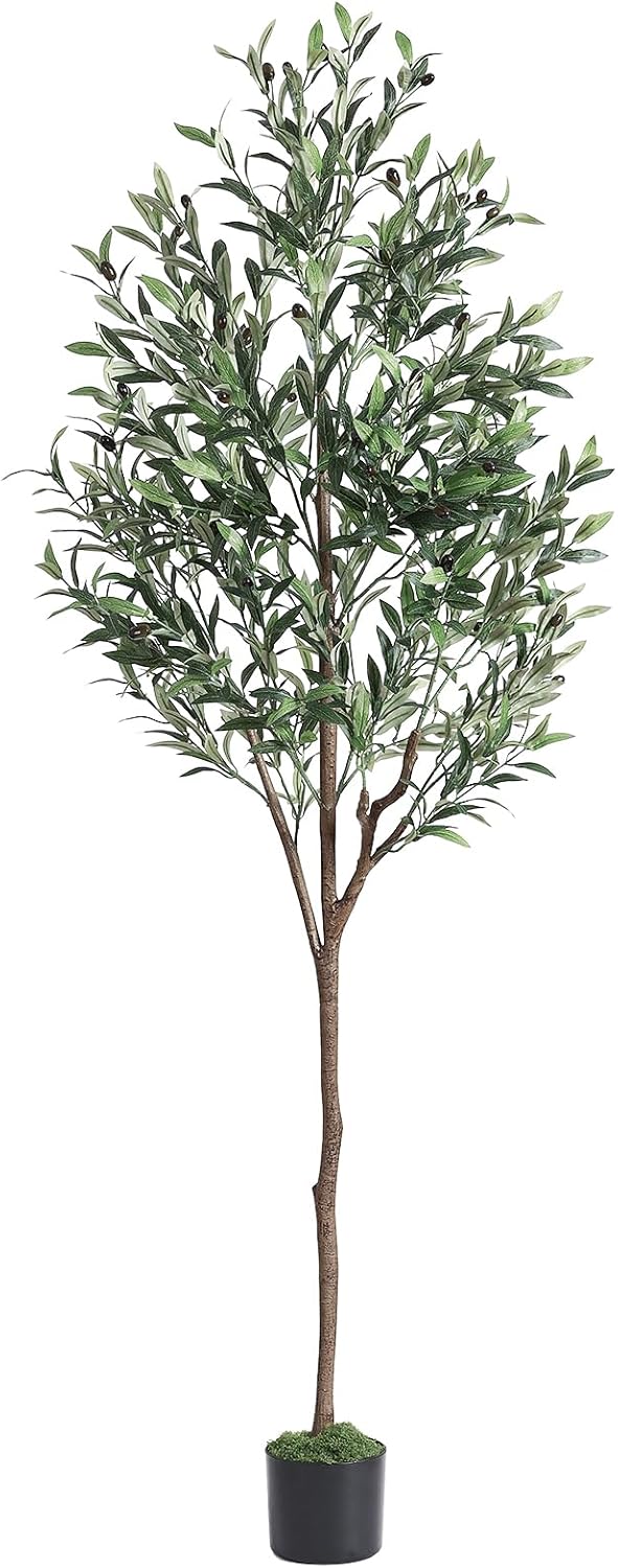 6FT Alupssuc Artificial Olive Tree with White Planter - Lifelike Faux Indoor Plant for Home Office Living Room Decor