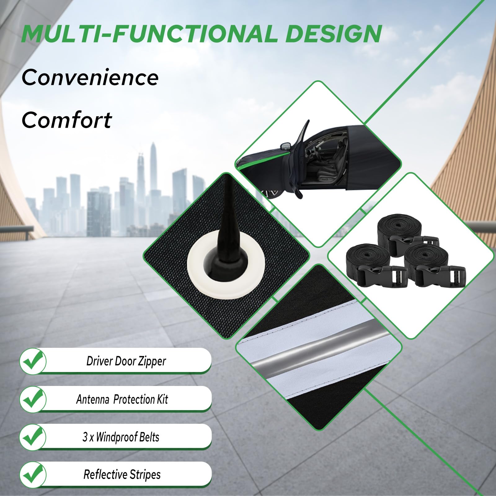 YoYolaur Car Cover Compatible with Jeep Wrangler Waterproof 4 Door Custom Fits for TJ YJ CJ JK JL — view 3