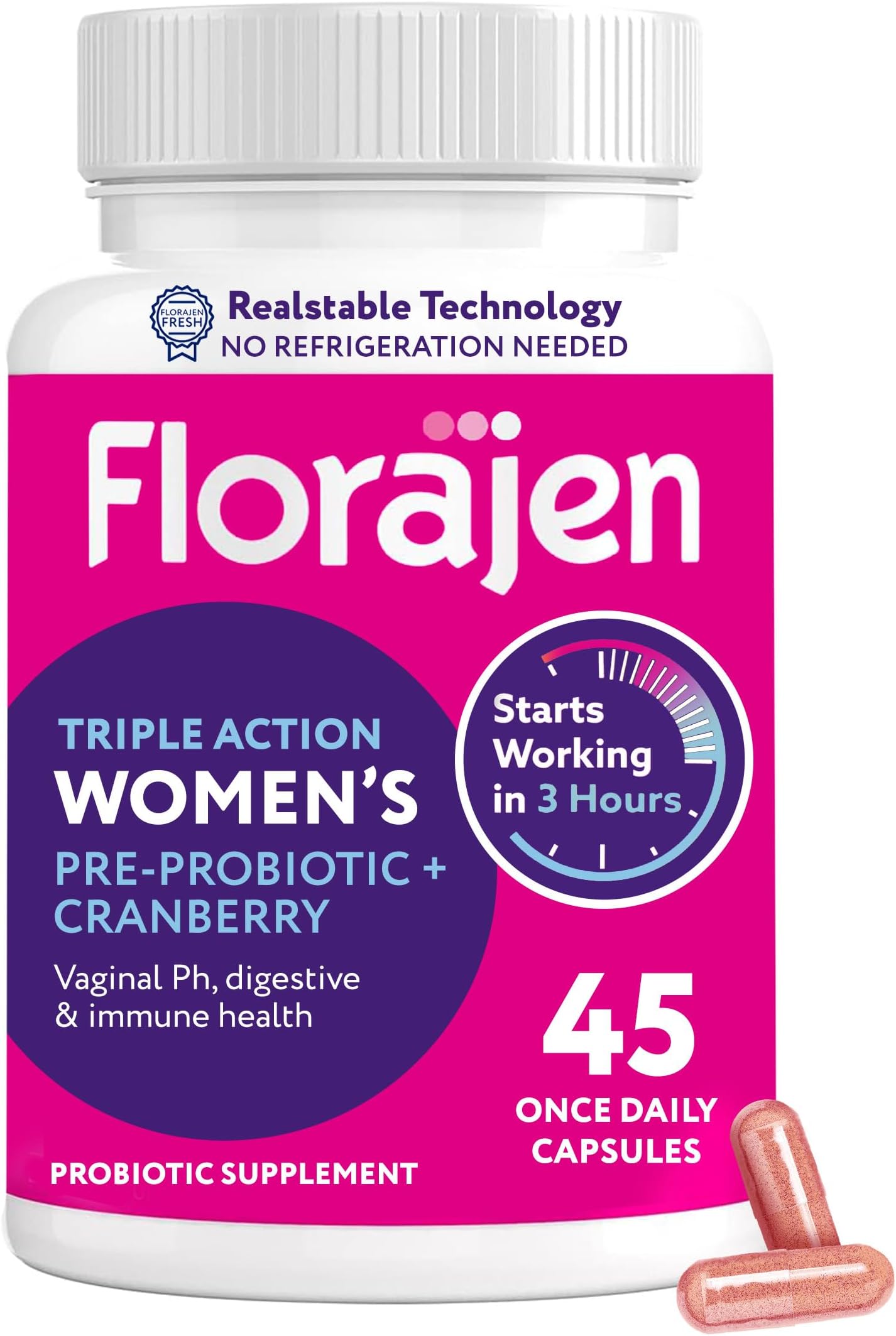 Florajen Women's Vaginal Probiotic, Prebiotic, & Cranberry