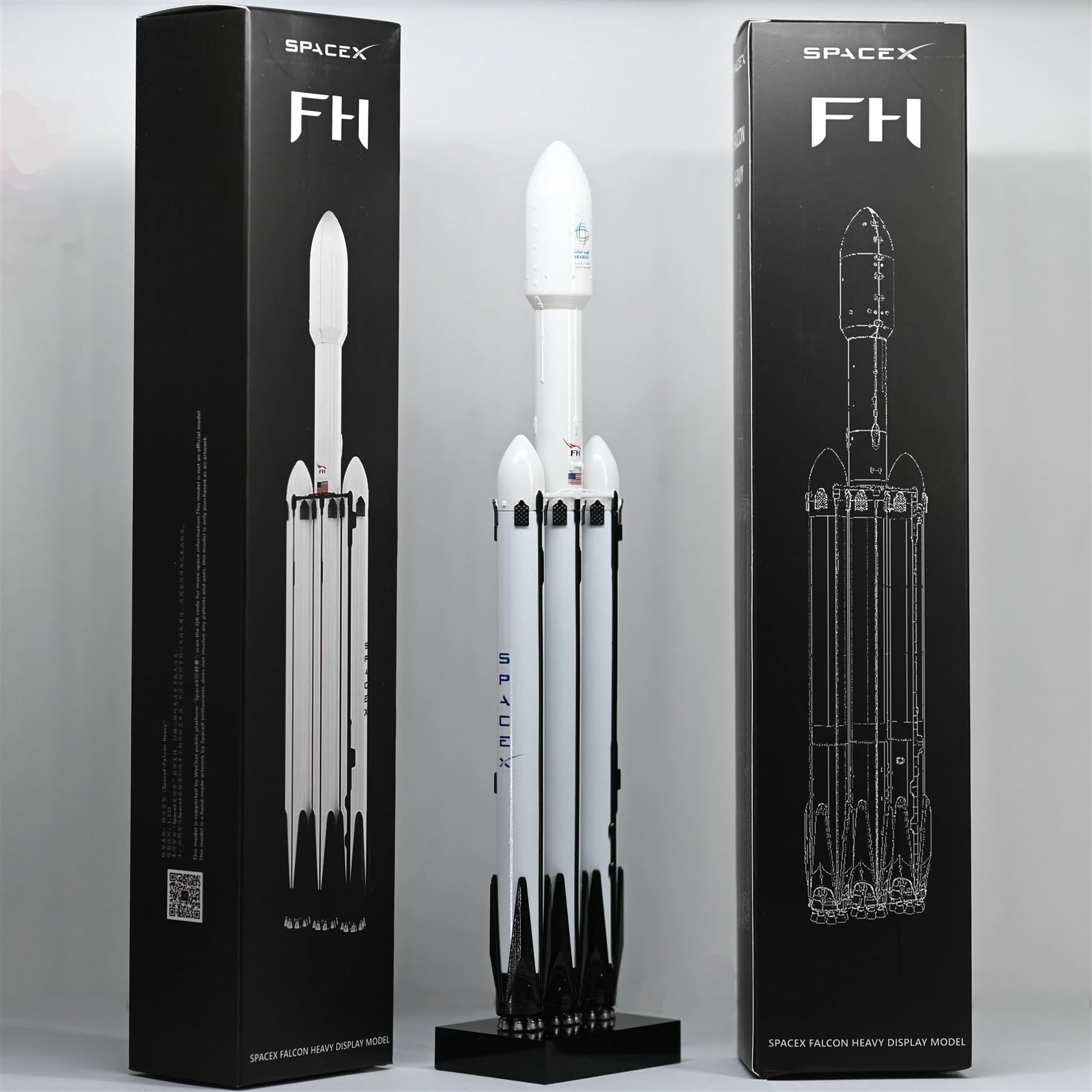 SpaceX Modèle Dragon Starship Falcon 9 Fusée Faucon lourd Modèle statique Art Ornements Ensemble Aerospace Cadeau (couleur : 4 ensembles)