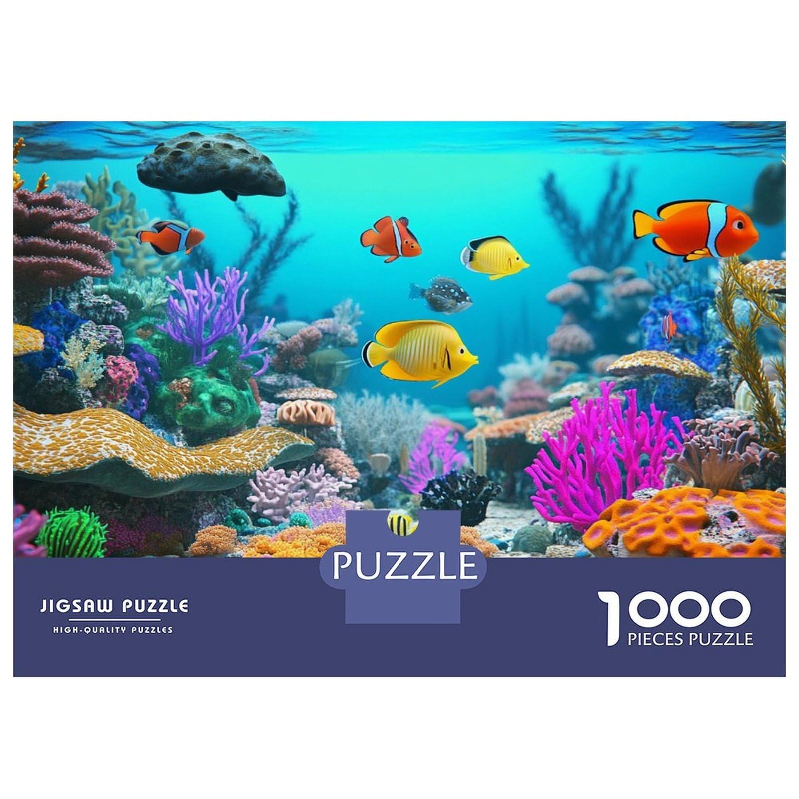 Coral Reef 1000 Piece Jigsaw Puzzle Paper for Adults Tropical Fish Puzzle Game for Family Stress Relief Home Decor 52x38cm/1000pcs