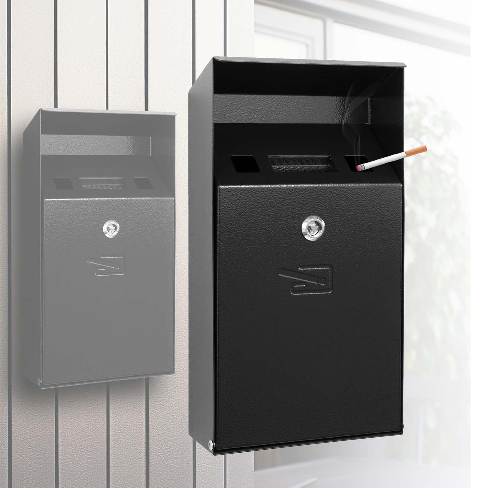 Outdoor Ashtray - Wall Mounted Cigarette Bin, Smoking Bin,Cigarette Butt Receptacle, Heavy Duty Steel, For Public Areas, Pubs, Restaurants, Clubs, Courtyard