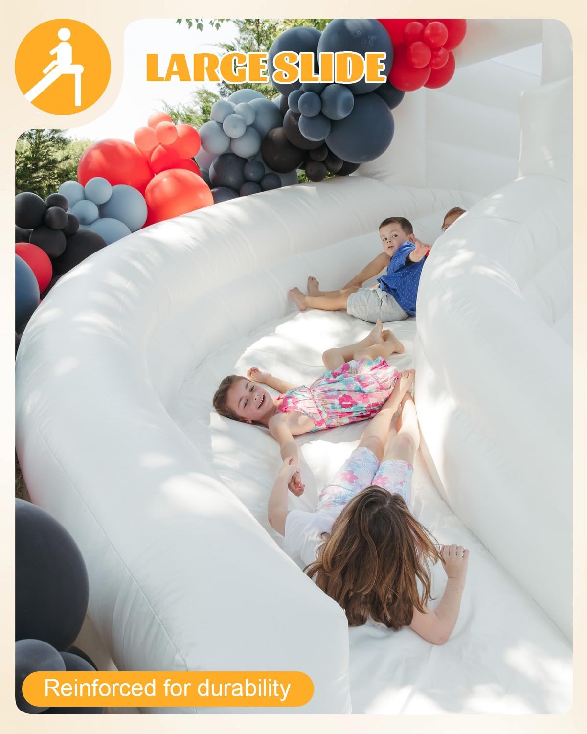 16FT White Bounce House for Adults Kids,Commercial PVC Large Inflatable Bounce House with Slide/Ball Pit/1100W Powerul Blower, Wedding Birthday Party Decorations, 16x14x11ft