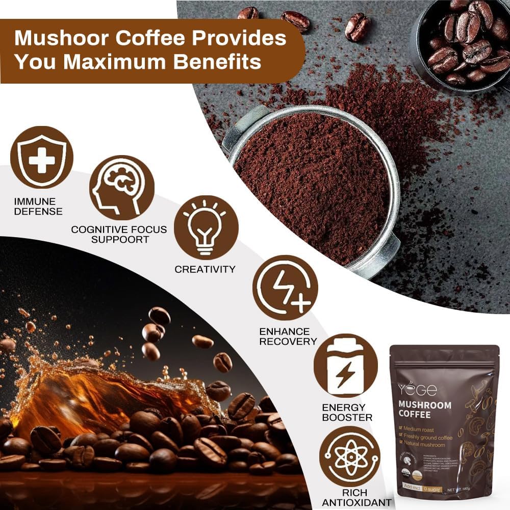 Mushroom Coffee, Instant Mushroom Coffee with Cordyceps, Reishi, King Trumpet, Shitake, Turkey Tail, Lions Mane for Energy, Focus, Positive Mood & Immune Support (30 Servings) - Image 5