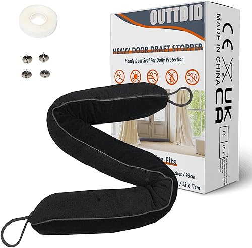 Tope para puerta de 36 pulgadas de largo x 4 pulgadas de ancho, bloqueador de ruido pesado debajo de la puerta, bloqueador de corrientes de aire y