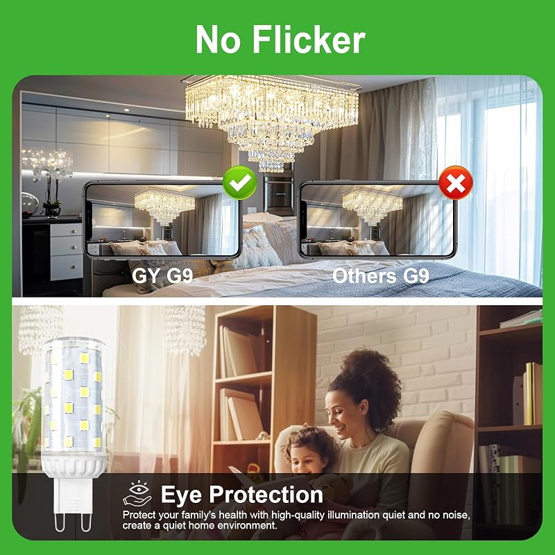 GY G9 LED izzó meleg fehér 3000K 4,9W 75W helyettesítő 908 lumen flicker-free 5db