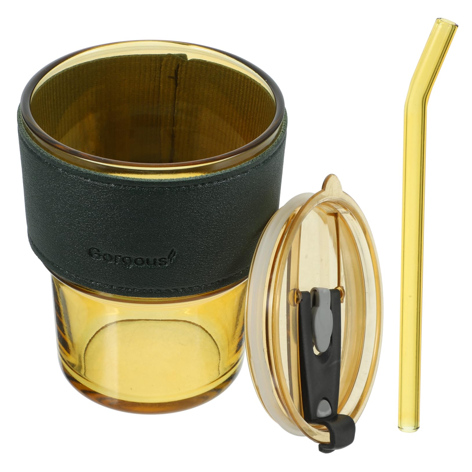 UTHCLO Coffee Mug Set Insulated Glass Tumbler Lid Straw Large Capacity Juice Bottle for Milk Tea