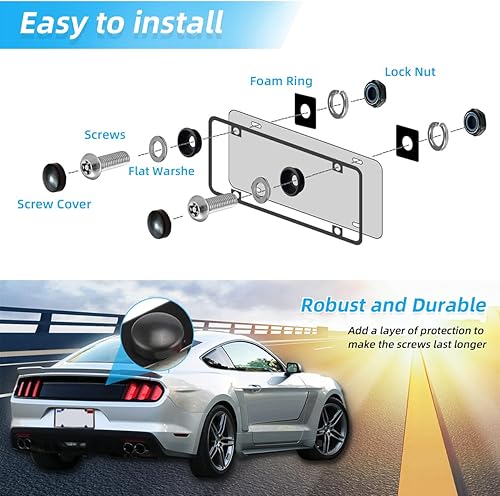 Miniatura 3 de Kewucn Kit de tornillos antirrobo para placa de matrícula, kits de tornillos de acero inoxidable inoxidables, tornillos M6 (14 de pulgada), tapa de