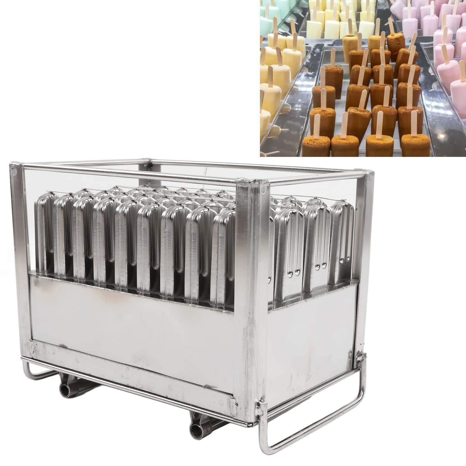Máquina para Hacer Paletas Acero Inoxidable, Moldes para Paletas Heladas Confiables sin Bpa Molde Barra Hielo Bricolaje 40 Moldes para Paletas Borde Cuadrado Fabricante Helados Congelación Rápida