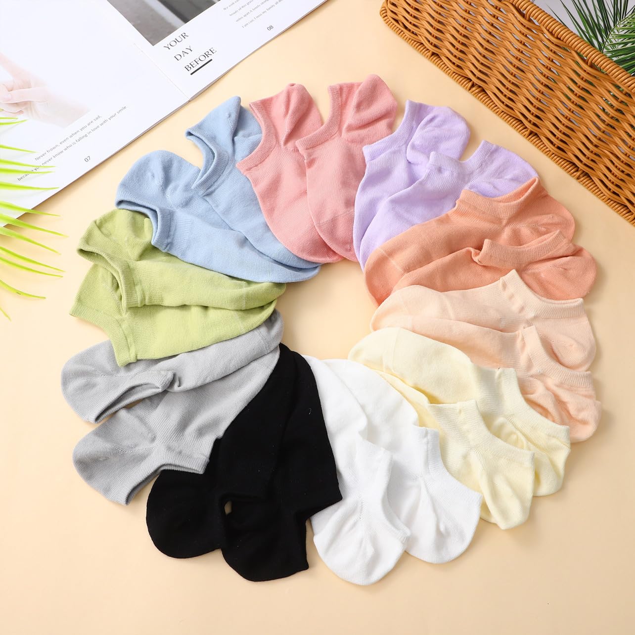 ORFOFE 12 pares Calcetines de Mujer de Algodón Transpirable y Absorbente de Sudor Diseño sin Costuras y Corte para Running y Diario