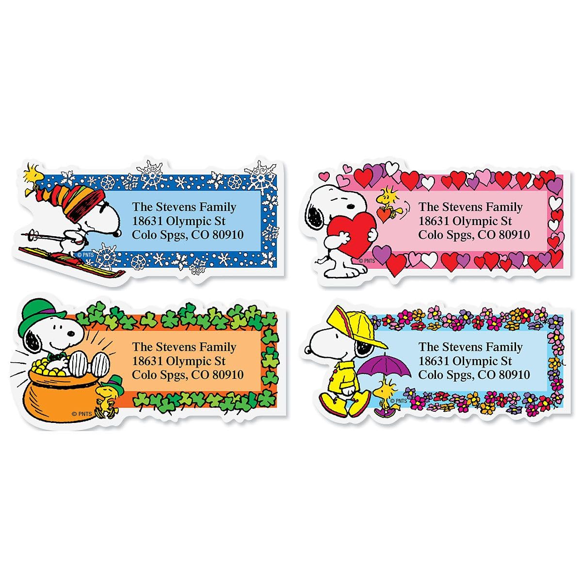 Colorful Images Seasons of Fun Holiday Peanuts Return Address Mailing Labels,Personalize with Name & Shipping Address,Set of 144 Self Adhesive, Easy