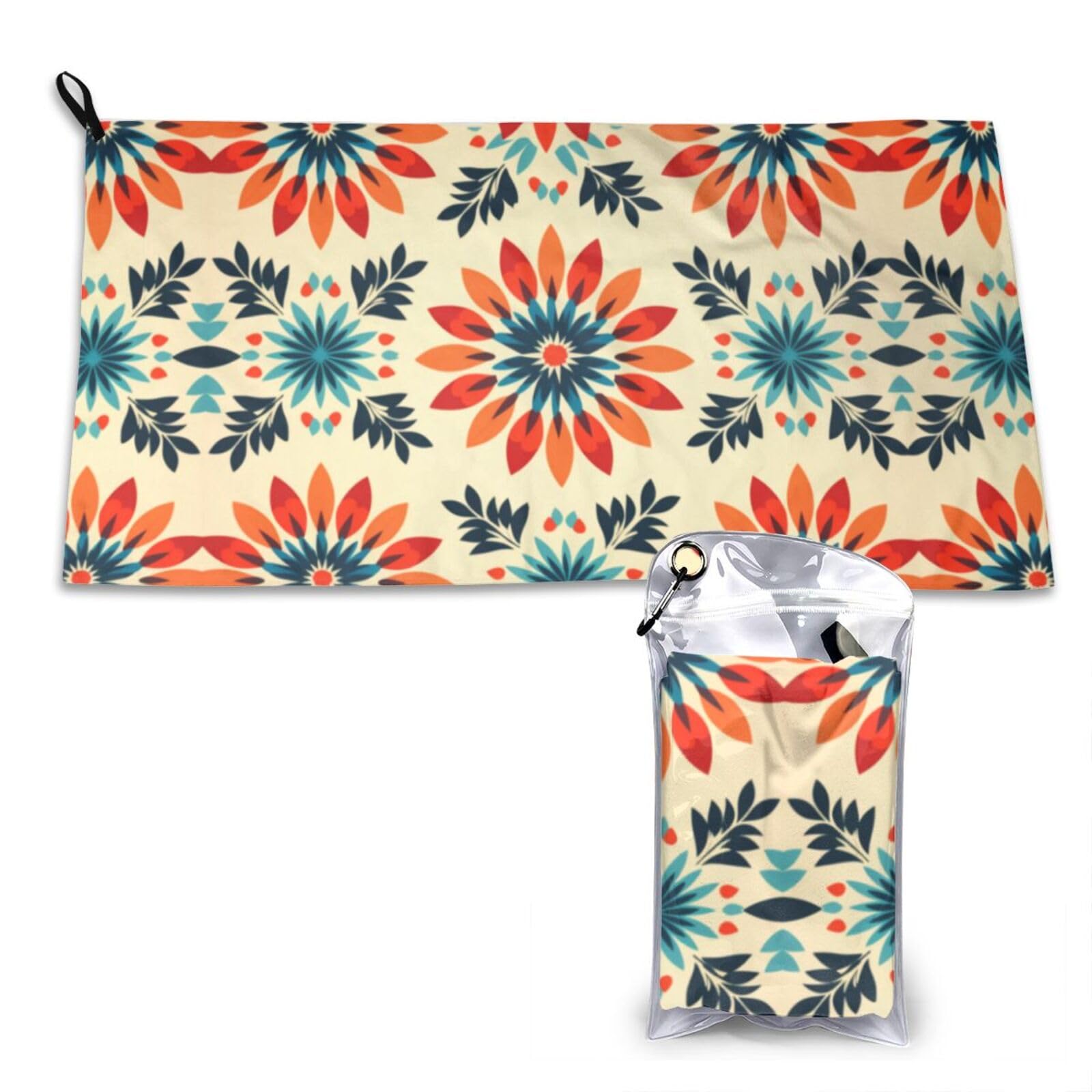 DUYKIMQW Geometric flower pattern Print Quick Dry Towel 16x31.5in White