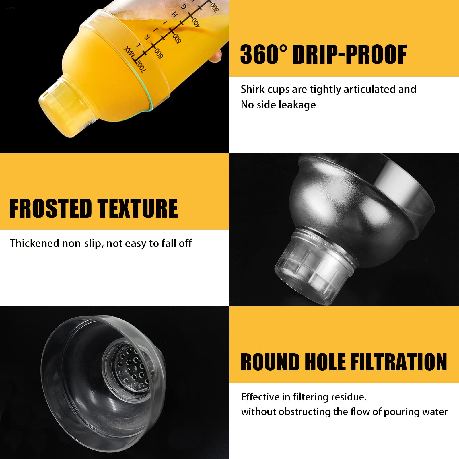 Acryl Cocktail Shaker 700ml - Transparent Mit Sieb & Spritzschutz