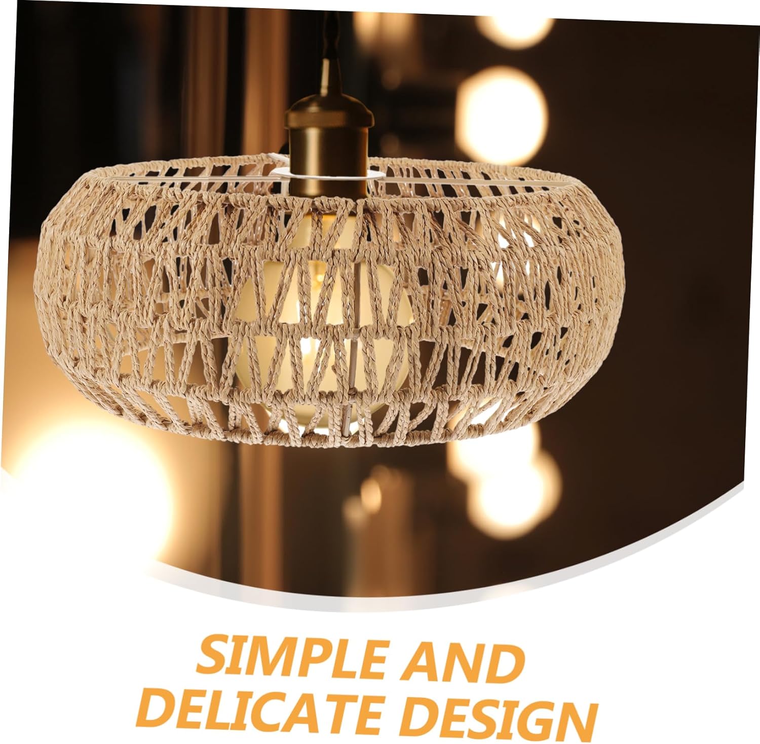 MAGICLULU Large Wicker Lamp Shade Vintage Ceiling Light Shade Rope Lampshade Cover