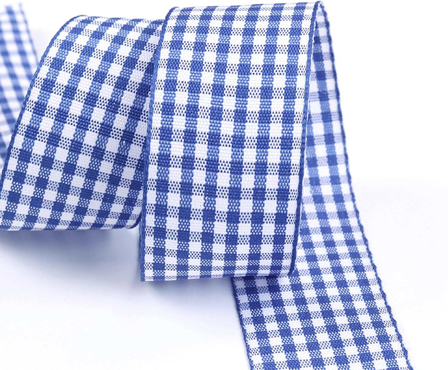 Royal Blue and White Gingham Ribbon 1 inch Plaid Ribbon Flower Bouquet Wreath Gift Wrapping Checked Ribbon 100% Polyester Each Roll 20 Yards