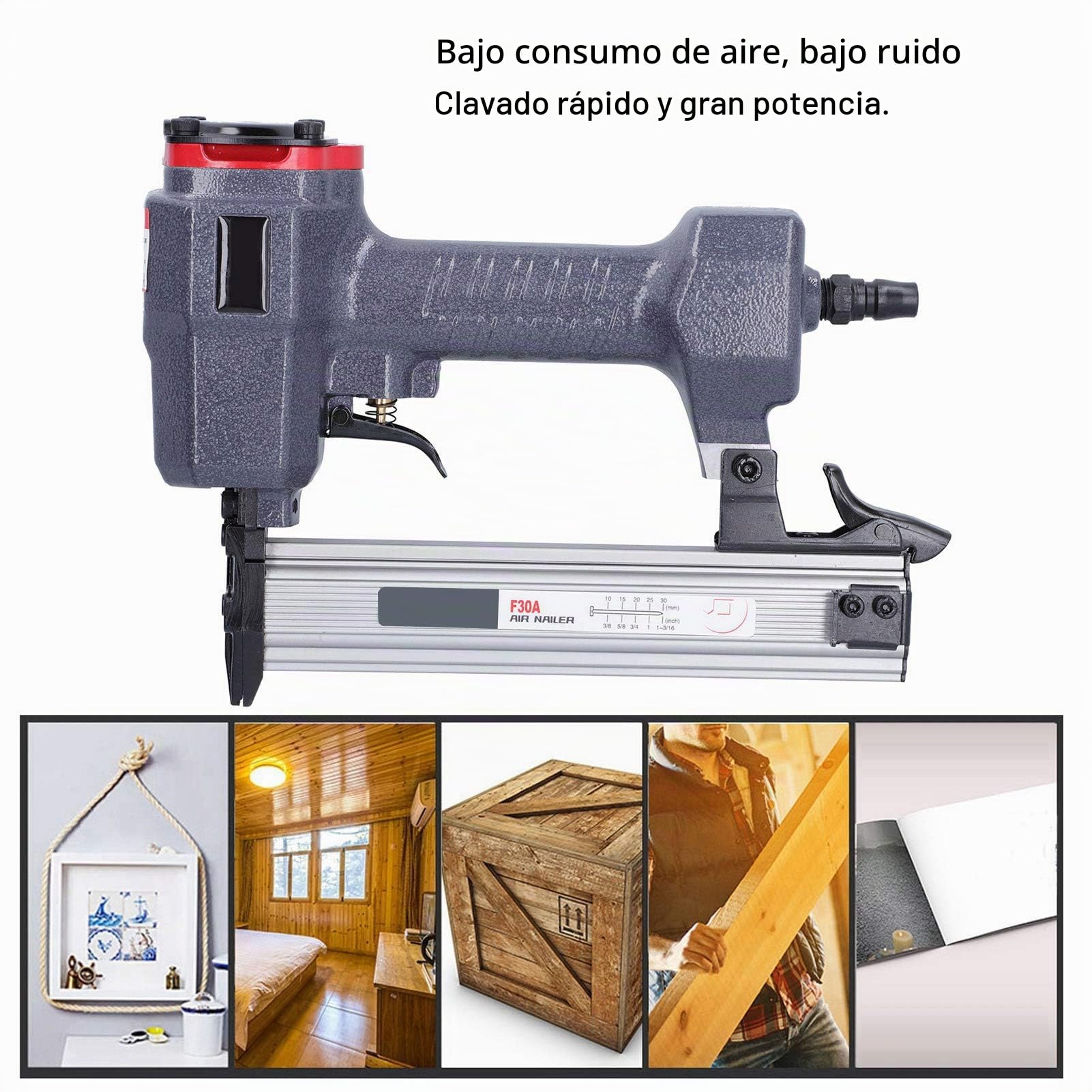 Clavadora neumática, pistola de grapas de clavos F, clavadora de aire, multifuncional, 0,4-0,5 Mpa, ergonómica para tapicería, mejoras para el hogar, carpintería, carpintería