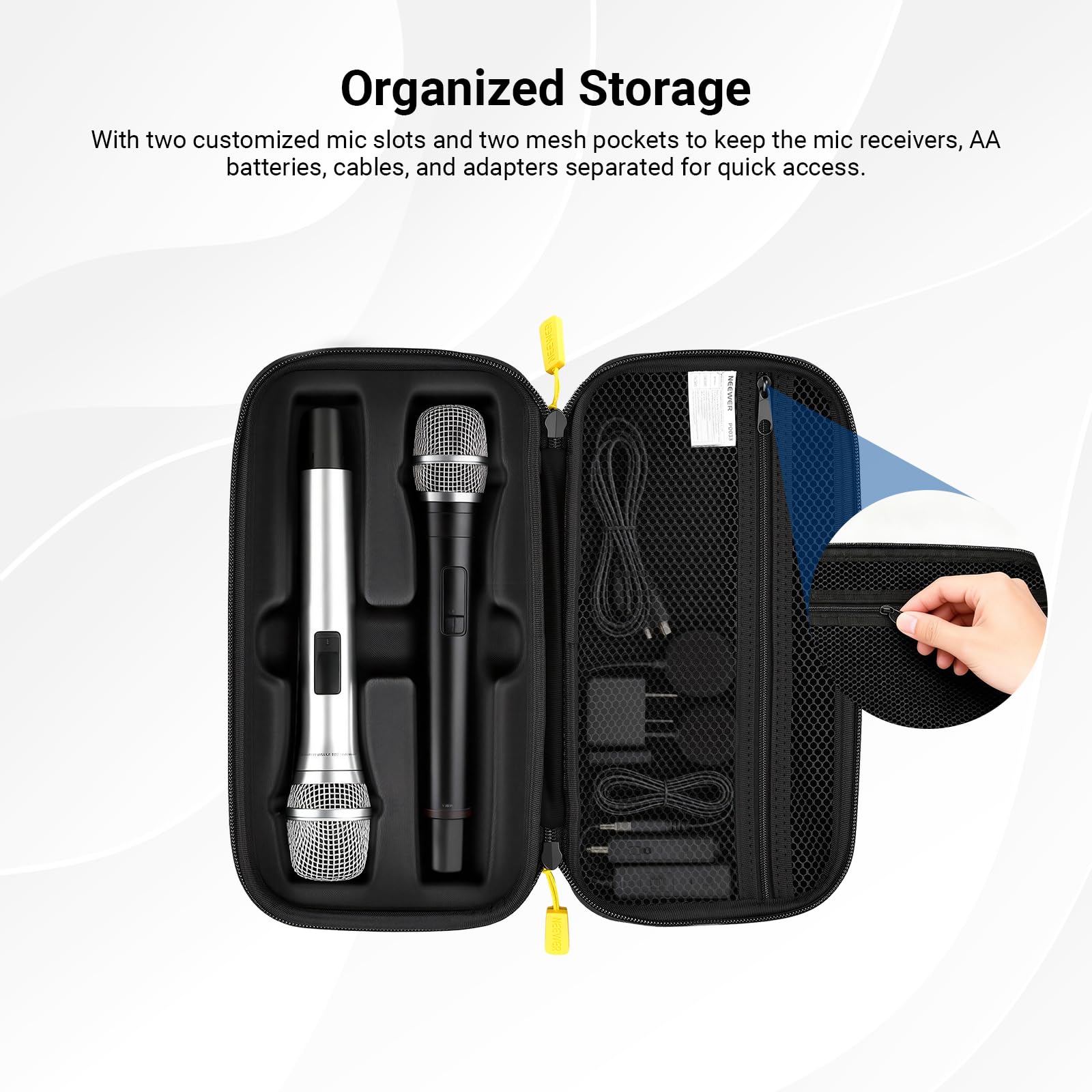 NEEWER Wireless Microphone Case Compatible with JBL PartyBox Dual Mic System, Estuche Rígido Viaje Travel Carrying Bag para Cantar Karaoke, para Receptores, Baterías, Adaptadores, Cables y Más, PD033