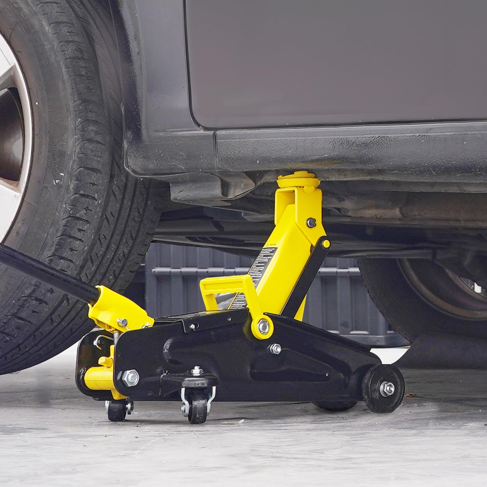 VEVOR Cric da Pavimento a Basso Profilo 2 T Cric Idraulico per Auto in Ferro per Impieghi Gravosi con Cavalletti, Pompa Sollevamento Rapido a Pistone Singolo, Gamma di Sollevamento Altezza 117-325 mm