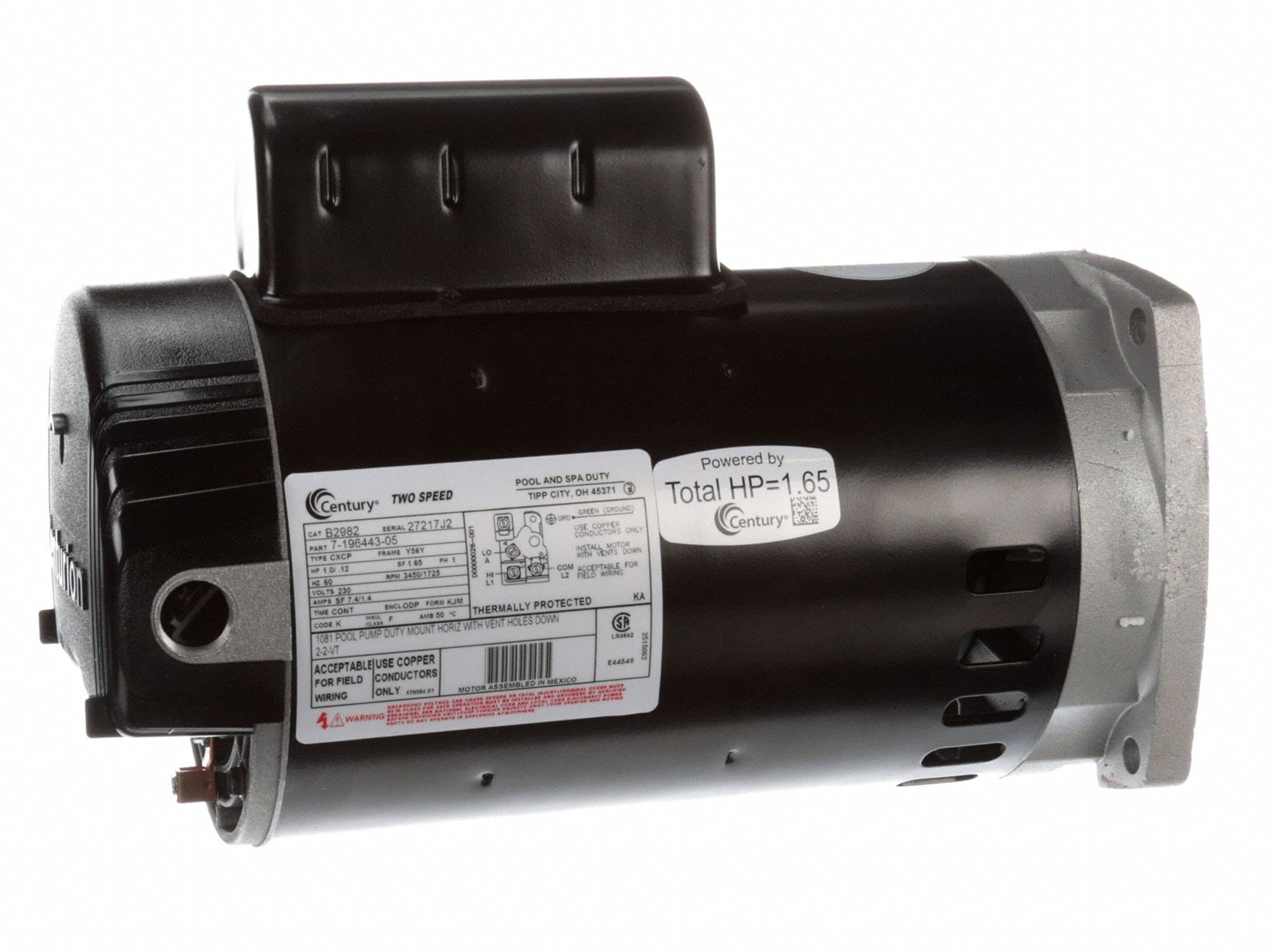 Amazon.com: Century 1, 1/10 HP Square Flange Pool Pump Motor