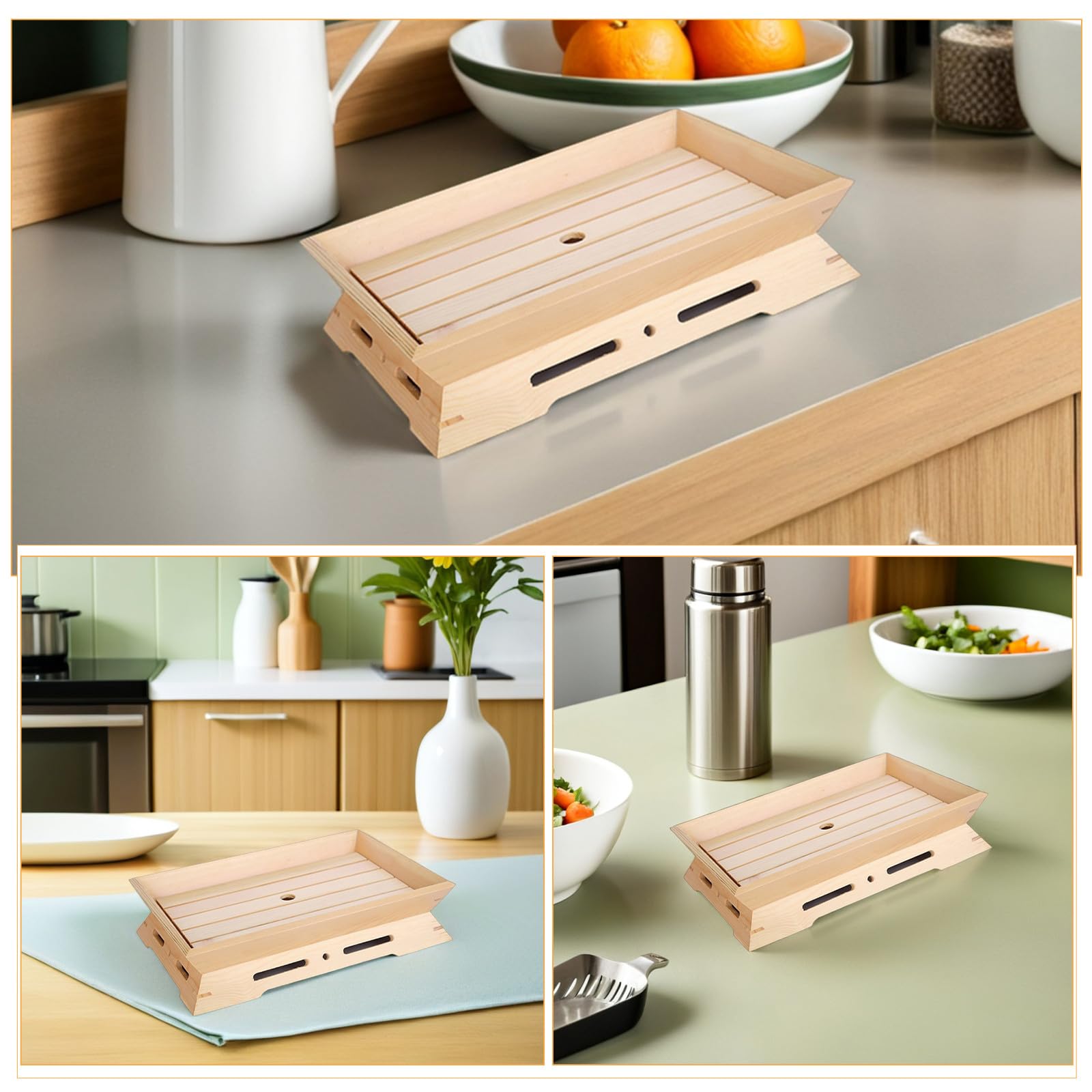 INOOMP 2 platos de sushi con hielo seco, bandeja para servir sushi, bandeja japonesa para sashimi, para postres, soporte para toallas de té, plato para aperitivos, para mesa de café.