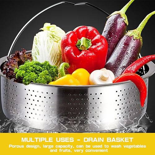 Miniatura 5 de Estante de vapor de metal con asa, cesta de vapor de acero inoxidable, cesta de cocción de arrocera, cesta de vapor para cocina, bollo de albóndigas