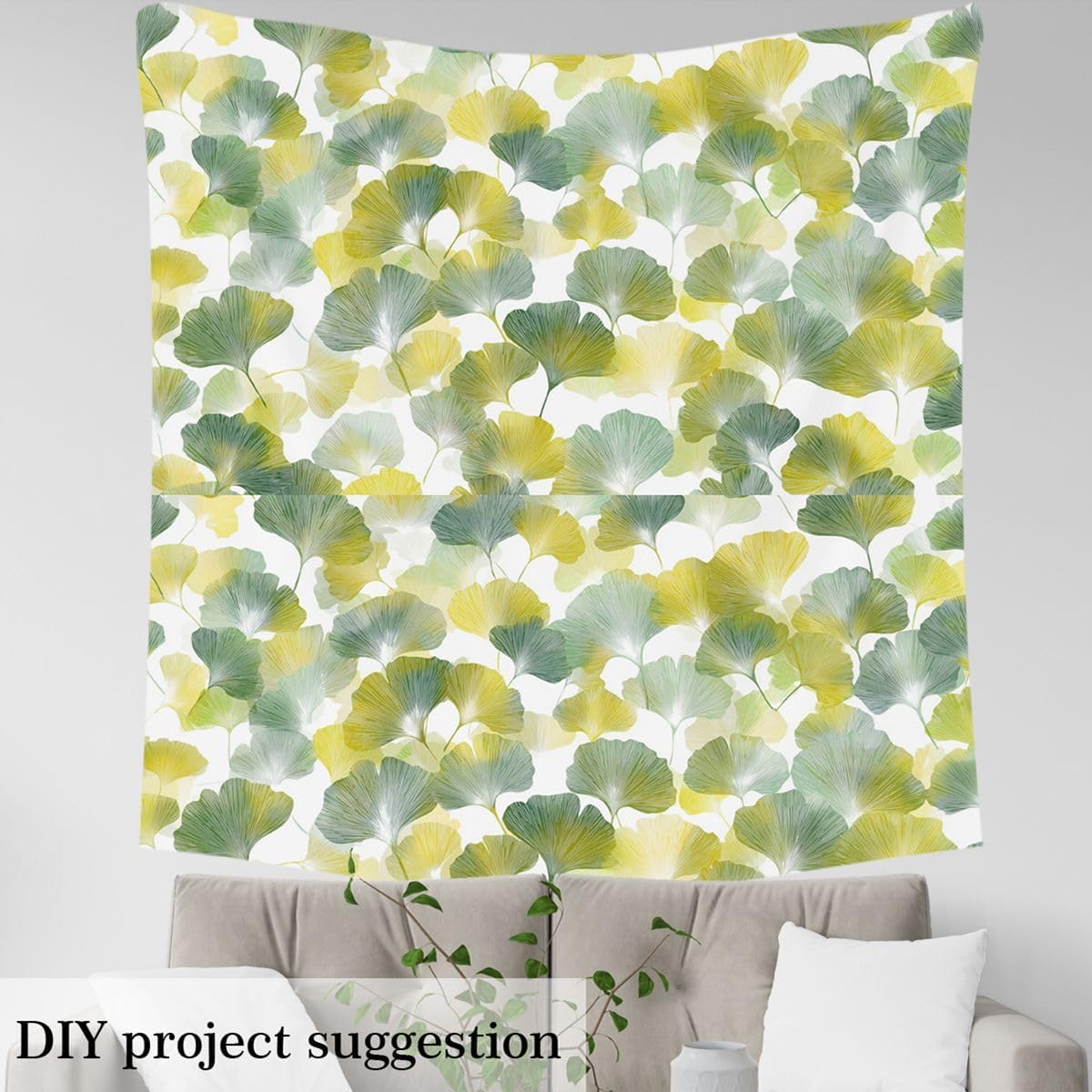 Erosebridal Leaf Fabric by The Yard - Green Ginkgo Upholstery, Retro Natural Leaves Decorative, Rustic Autumn Fall Indoor Outdoor for Quilting Sewing Clothing DIY, 2 Yards