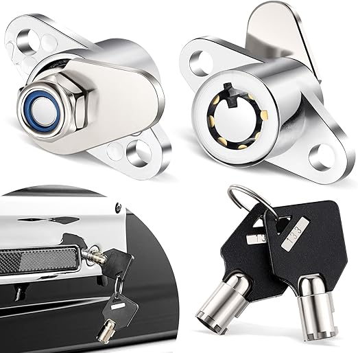 Amazicha 2 Keys Saddlebag Lock Set Hard Saddle Bag Hardware Compatible for Harley Davidson Touring Street Glide Electra Glide Road Glide Road King 1993-2013