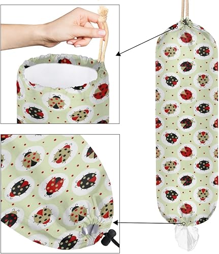 Miniatura 10 de Ladybug - Soporte de bolsa de plástico para bolsa de comestibles, soporte de almacenamiento de bolsa de plástico, soporte para bolsa de compras
