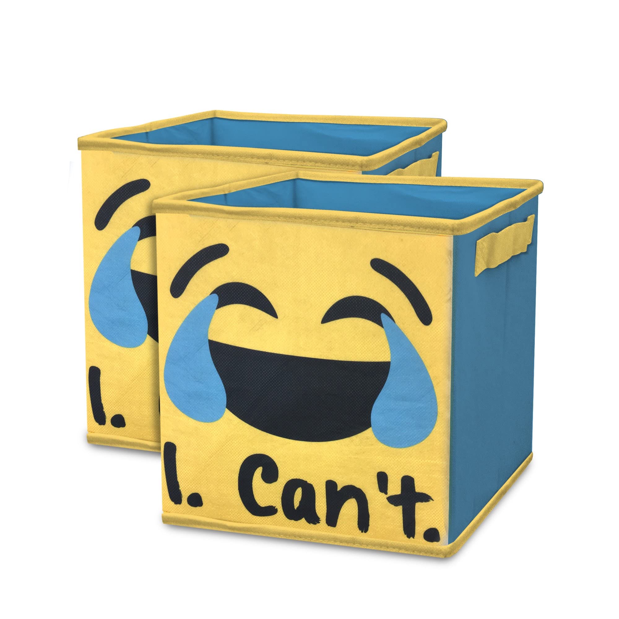 Idea NuovaEmoji Pals Set of Two 'I Cant Spacious Collapsible Storage Cubes, 10"x10"