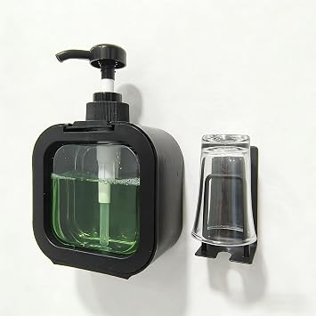 Mouthwash Dispenser for Bathroom, Wall Mounted No Drill,10oz, Black