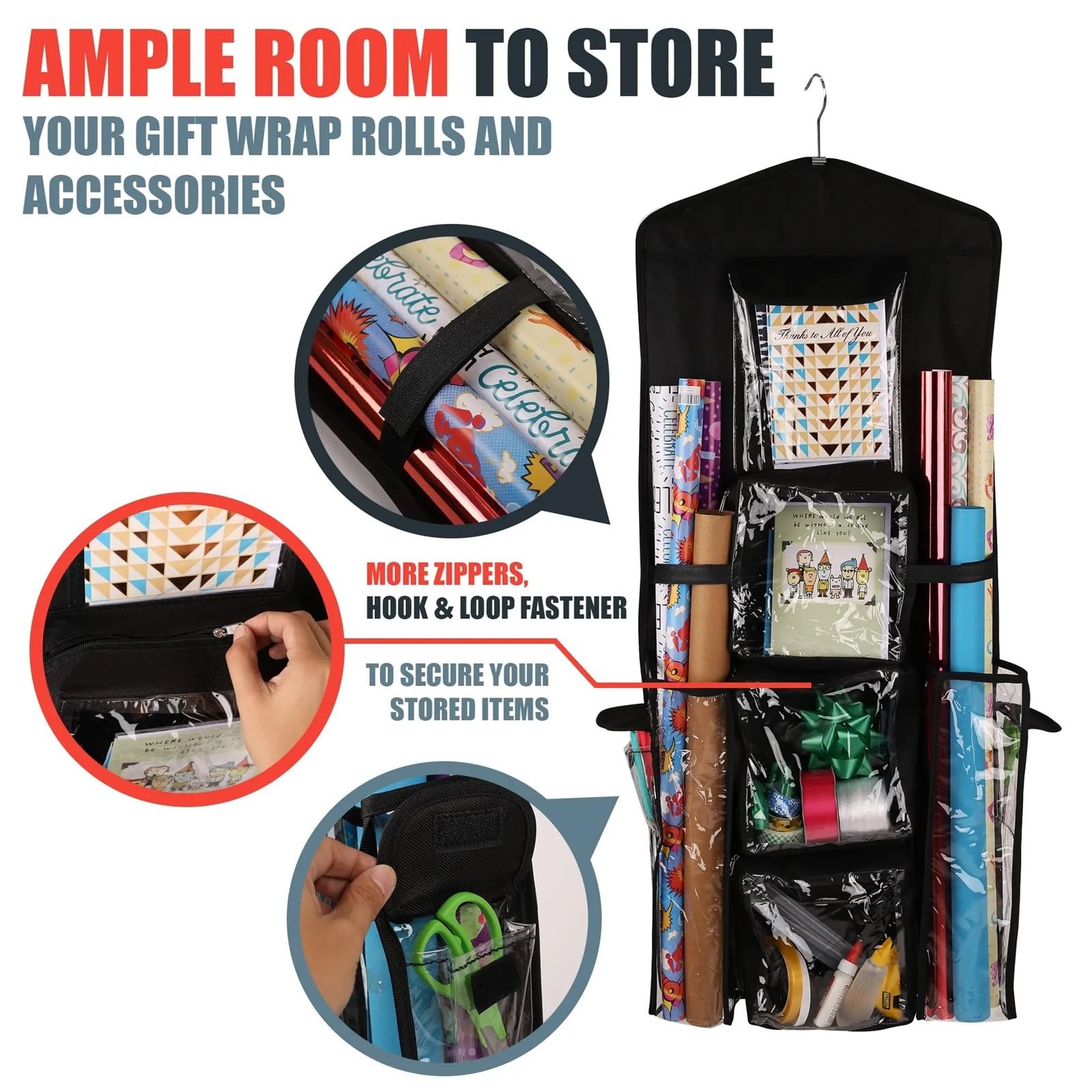 Geschenkpapier Aufbewahrung 37x16 In Hanging Gift Bag Organizer With Multiple Pockets Hanging Gift Wrapping Paper Storage Gift Organizer