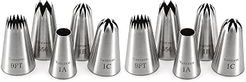 Piping Tips Large Cake Decorating Tools, 10 Pack Cake Piping Nozzles Tips Kit - DIY Icing Nozzle Tool for Cupcakes