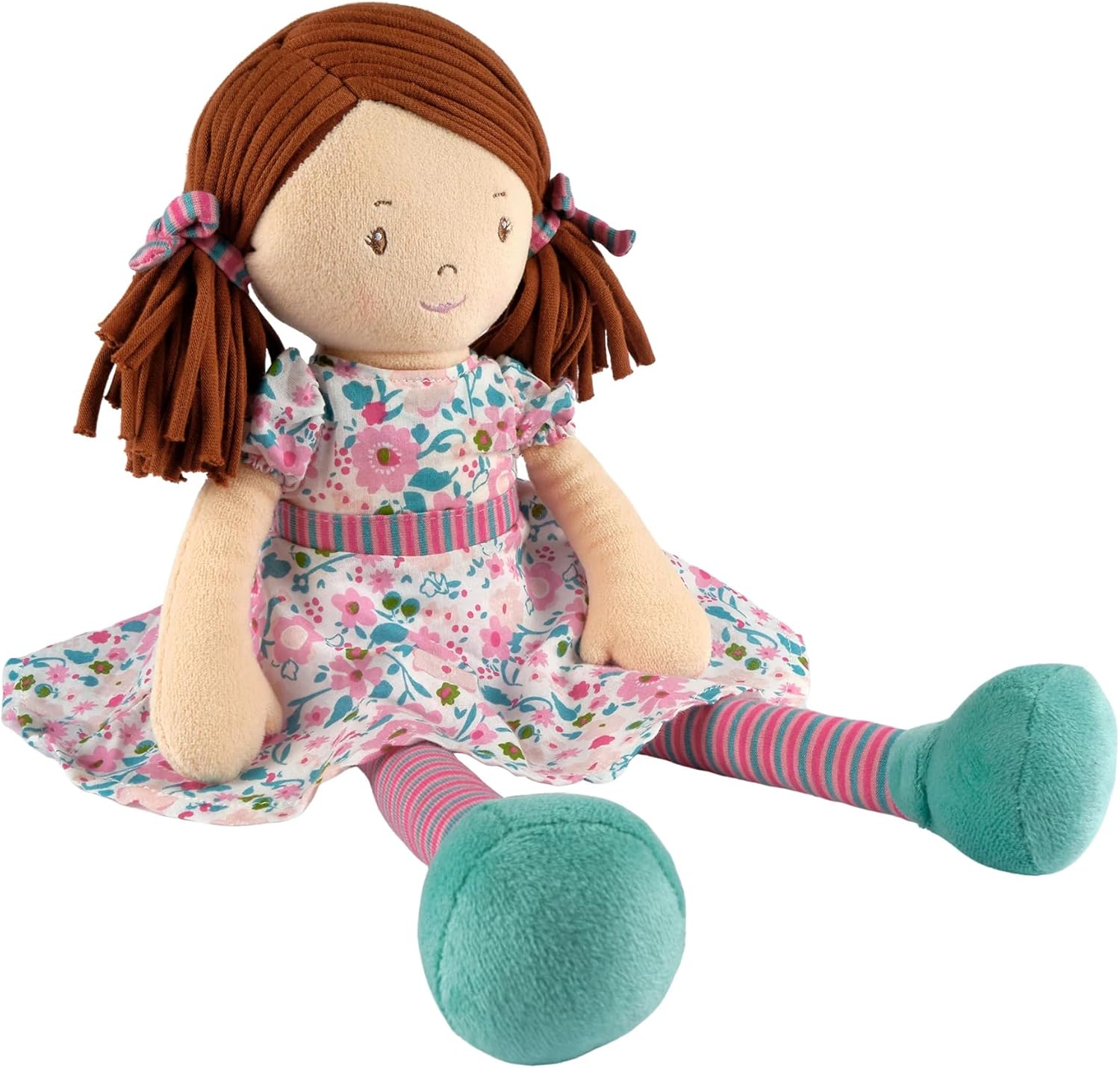 Tikiri Bonikka Doll Katy Dark Brown Hair with Pink & Sea Green Dress (Pink/Sea Green)