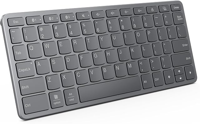 Lenovo Teclado Inalámbrico Multidispositivo (Android, Windows, iPadOS - Bluetooth, USB-C, 12 Teclas de Función) QWERTY Español - Color Gris Luna
